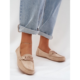 Kvinnors eko mocka loafers med dekoration beige 2
