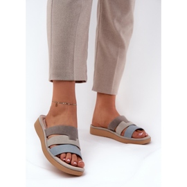 Bekväm beigblå kvinnliga tofflor beige 2