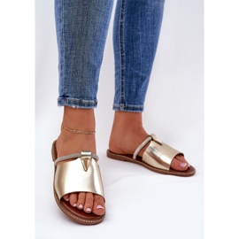 Eco Leather Flat -klackar med en dekorativ guldrem gyllene 2