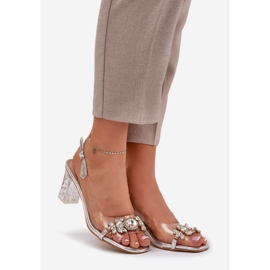 S.Barski Eleganta sandaler på stolpen med dekorationer Silver D&amp;A MR38-444 silver- 1