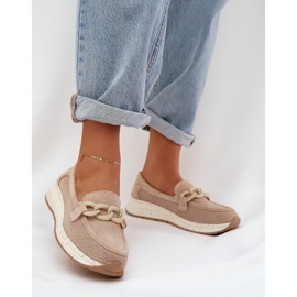 S.Barski Sockan loafers på plattformen med D&amp;A TW552 Beige Chain 2