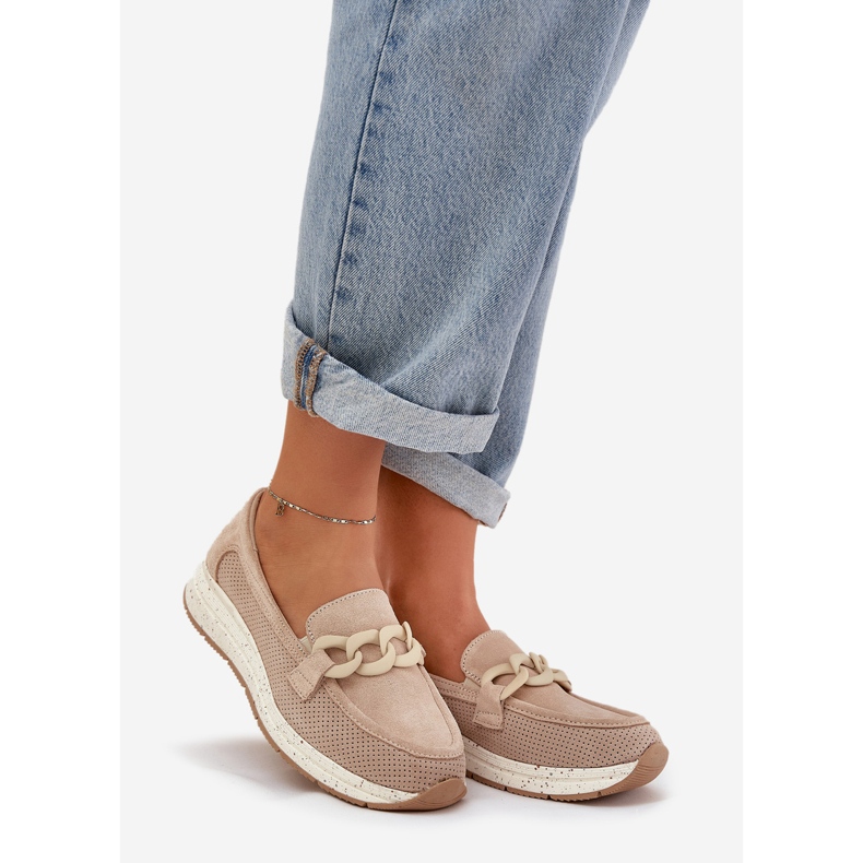 S.Barski Sockan loafers på plattformen med D&amp;A TW552 Beige Chain 1