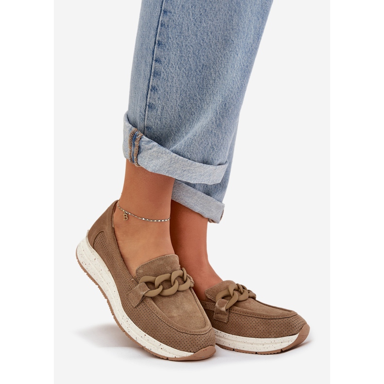 S.Barski Sockan loafers på plattformen med D&amp;A TW552 Brown Chain brun 1