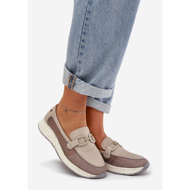 S.Barski Kvinnor läder loafers D&amp;A TW210 grå 1