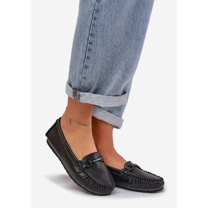 S.Barski Platta läderloafers med dekoration S. Barski LR51-547 svart 1