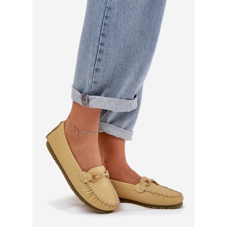 S.Barski Platta läder loafers med dekoration S. Barski LR51-547 gul 1