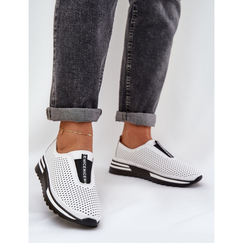 S.Barski Slocked Women's Shoes Made of Natural Leather S. Barski LR51-672 White vit 2