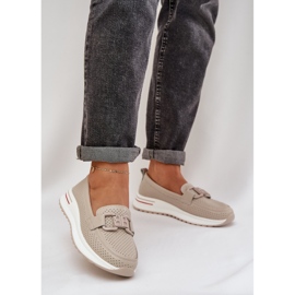 S.Barski Kvinnor läderloafers på plattformen S. Barski LR51-556 Beige 2