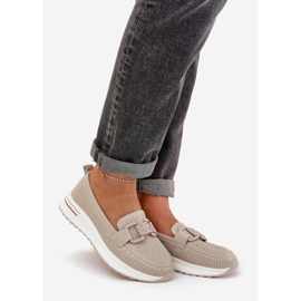 S.Barski Kvinnor läderloafers på plattformen S. Barski LR51-556 Beige 1