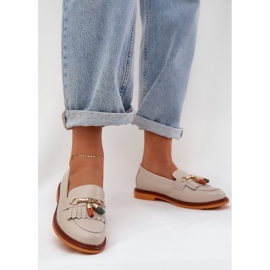 S.Barski Läder elegant plattklackade loafers S. Barski LR51-768 Beige 2