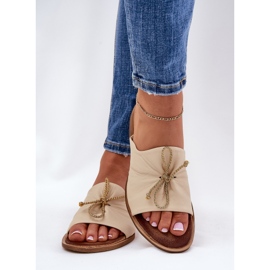 Zazoo 2659 kvinnors läderslipper beige 2