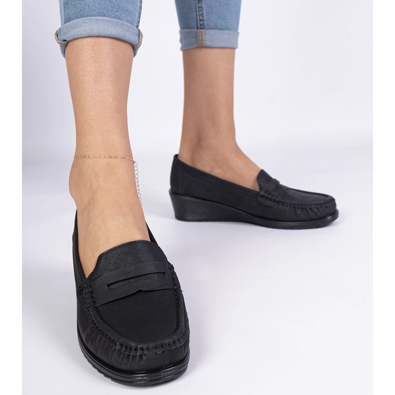 Svarta wedge loafers för kvinnor 1