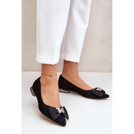 Elegant mocka kvinnors ballerinas med Laura Messi 2893 Black Bow svart 2