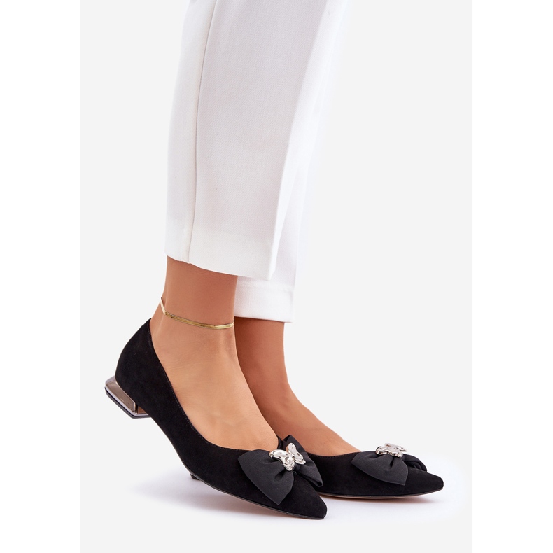 Elegant mocka kvinnors ballerinas med Laura Messi 2893 Black Bow svart 1