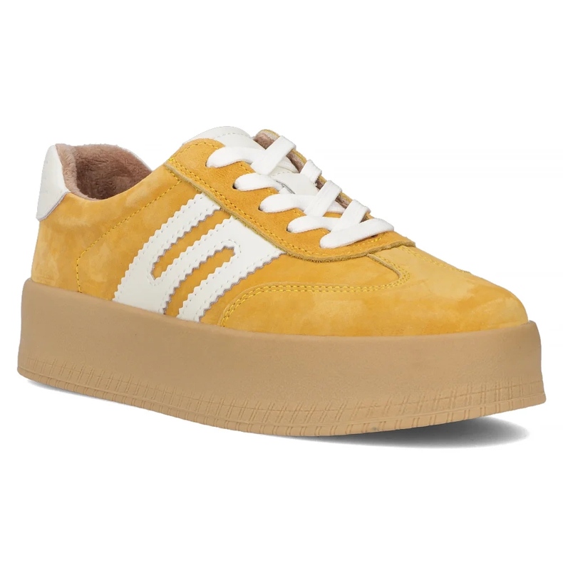 Läder sneakers filippo dp6994/25 żółty mocka gul 1