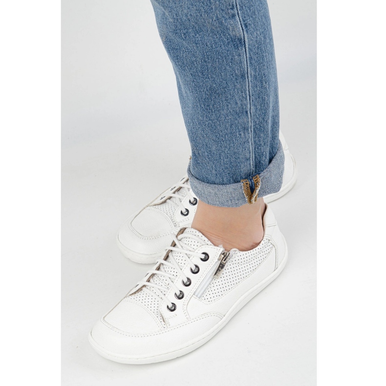 Olivier Barfota kvinnor minimalistiska läder sneakers 770 perforerat vitt 2