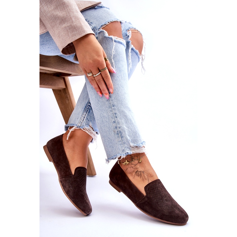 S.Barski Bekväma loafers i mocka Brun Giovana 5