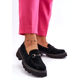 Vinceza Kvinnor läder loafers svart mocka svart 2