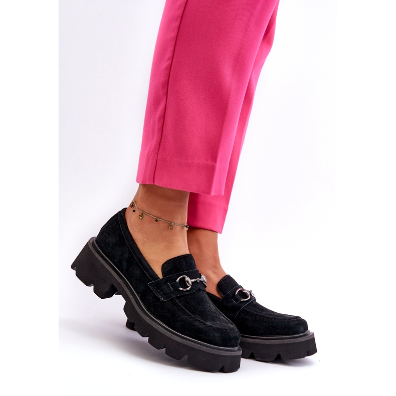 Vinceza Kvinnor läder loafers svart mocka svart 1