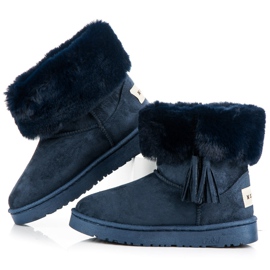 Bella Paris Mukluki med fransar marinblå 1