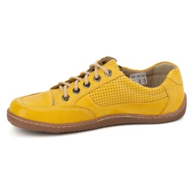 Barfota kvinnor minimalistiska läder sneakers olivier 770 perforerad gul 9