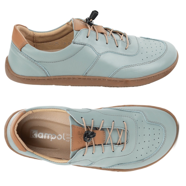 Kampol Barfota minimalistiska läderskor 500/24 ​​pistascher grön 1