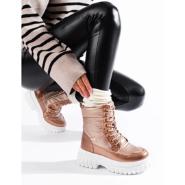 Damsnöskor i guld med snören gyllene 2