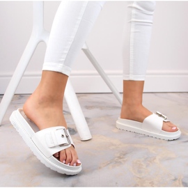 Vita ekologiska läderflipflops med spänne Big Star JJ274A309 6