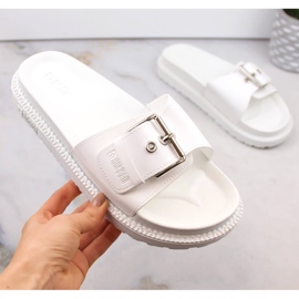 Vita ekologiska läderflipflops med spänne Big Star JJ274A309 1