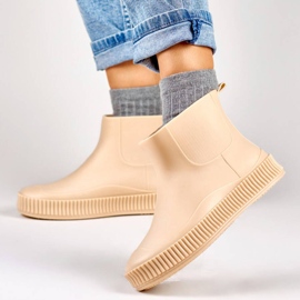 Kvinnors mattbeige Wellington-stövlar YJ-7-2BE 1