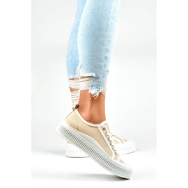 Låga sneakers med vit sula, beige 2667BE 2