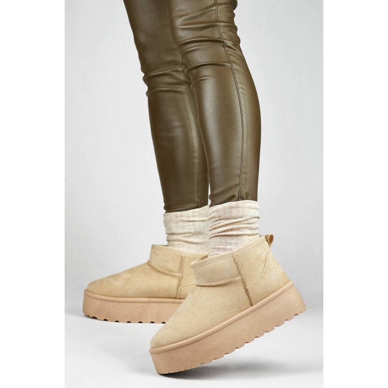 Plattformssnöskor för kvinnor, ljusbeige TL242-BE 2