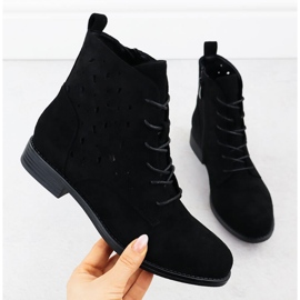 S.Barski Women's Openwork Boots Black Suede S. Barski HY51-136 svart 1