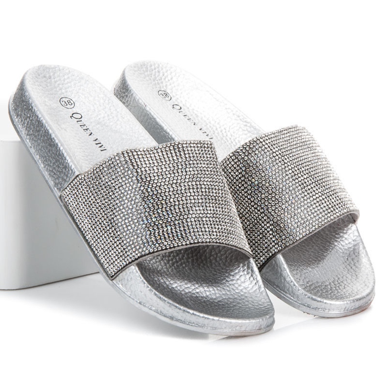 Queen Vivi Tofflor Med Kristaller grå 1