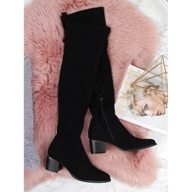 Svarta eVento-knästövlar i svart mocka för kvinnor 1