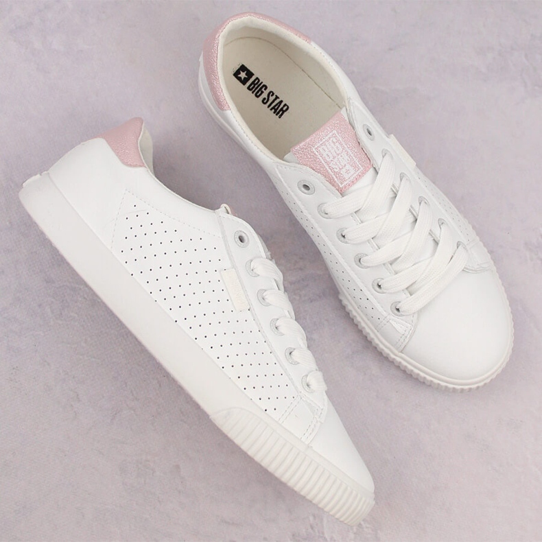 Låga sneakers av ekologiskt läder, vit Big Star HH274073 2