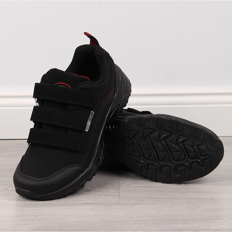 Vandringsskor med kardborre vattentät svart och röd American Club 1