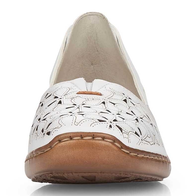 Vita genombrutna läderskor för kvinnor Rieker 41356 2