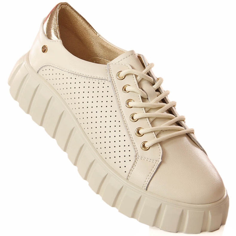 Sportskor för damer i beige läder Filippo DP4535 1