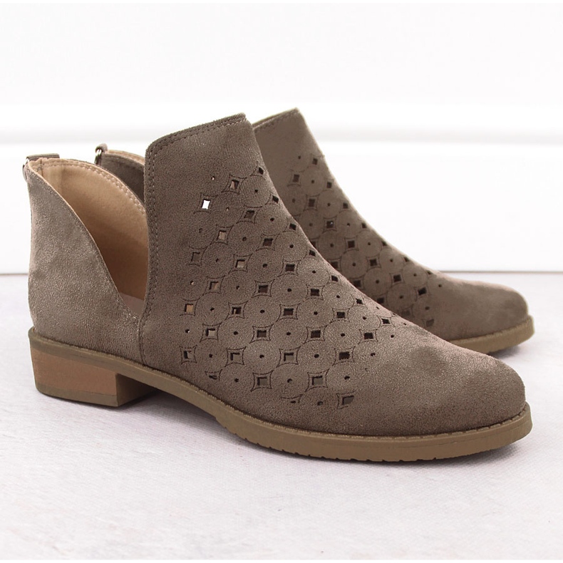 M. DASZYŃSKI Slip-on stövlar i genombruten mocka för kvinnor brun M.Daszyński SA62-102 2