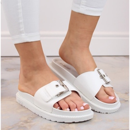 Vita ekologiska läderflipflops med spänne Big Star JJ274A309 7