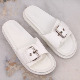 Vita ekologiska läderflipflops med spänne Big Star JJ274A309 3