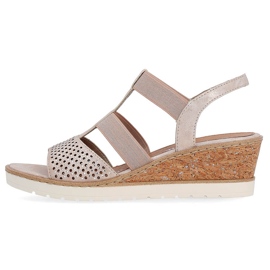 Bekväma damsandaler med wedge slip-on, roséguld Remonte R6265-31 gyllene 1