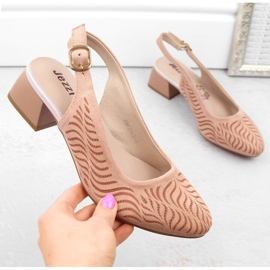 Lågklackade helklackade mockasandaler för kvinnor, rosa Jezzi RMR2263-4 2