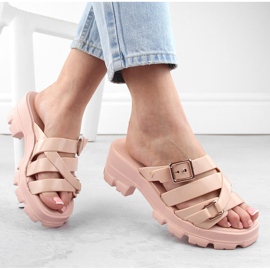 Bekväma kvinnors doftande tofflor med nude klackar Zaxy NN285044 rosa 2