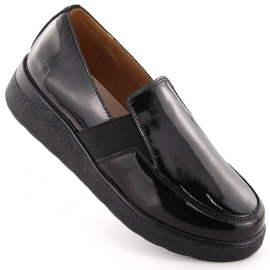 Läder lack för kvinnor svarta slip-on skor T.Sokolski J24-440 1