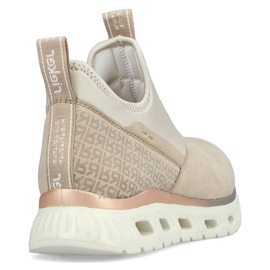 Kvinnors bekväma, högtoppade, beiga slip-on skor Rieker M6053-62 beige 1