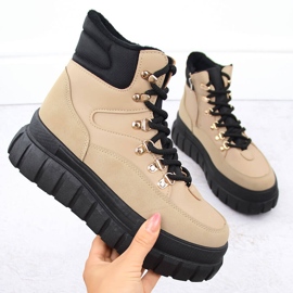 Beige stövlar för kvinnor med tjock plattform News 7928 1