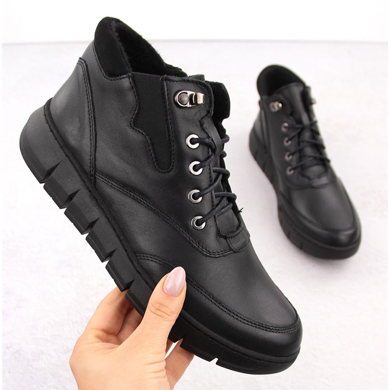 Skinnstövlar för kvinnor på plattformen, svarta Helios 561 1