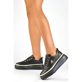 Damsportskor i läder på plattformen, svarta GD-XF120C-B 2